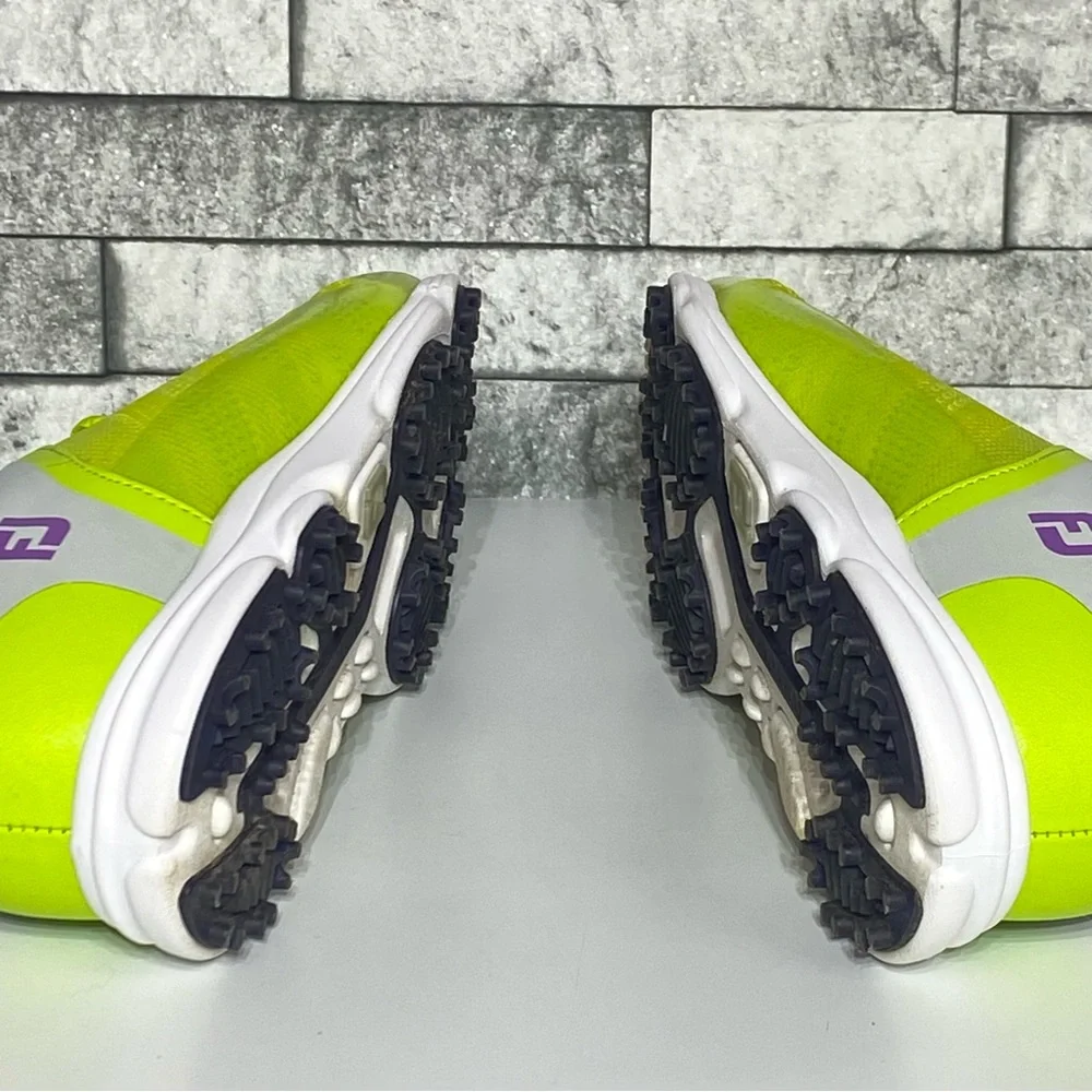 FootJoy Women's Neon Yellow Athletic Golf Shoe with Purple Logo